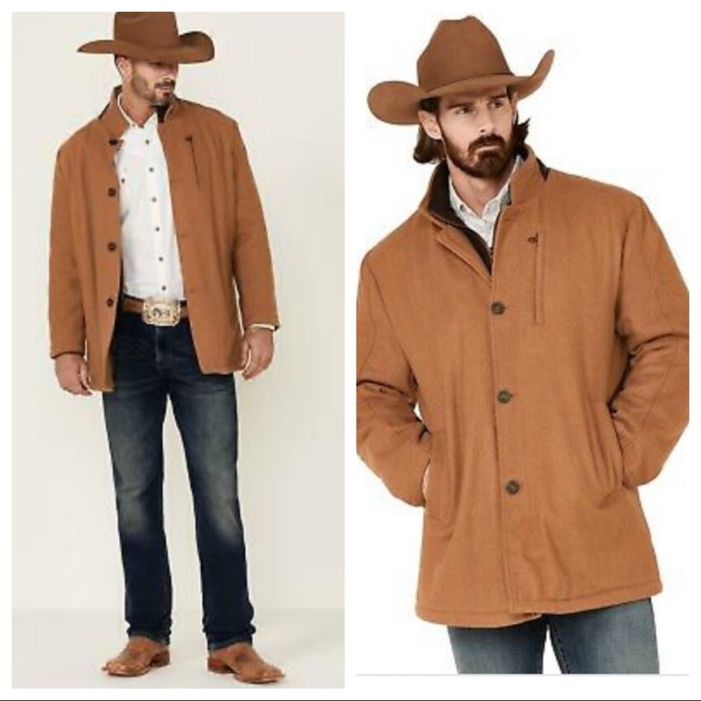 Cripple Creek Men's Camel Wool Melton Faux Leather Coat  - CR43366